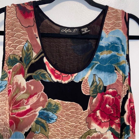 Vintage Lola P Dress Womens Medium Boho Grunge Maxi Floral Hippie Whimsigoth Art - Picture 7 of 11